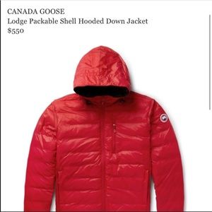 Canada goose lodge packable down jacket red large